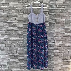 Girls Spring Floral/Denim Dress